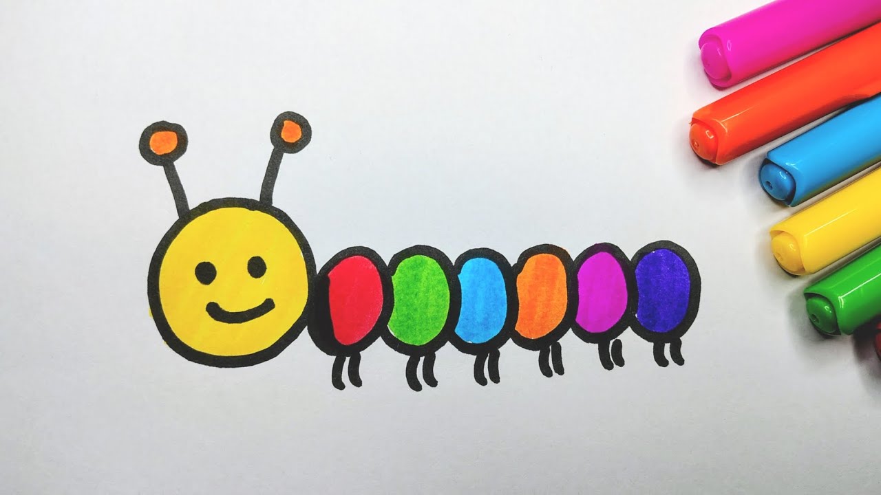 Cute Caterpillar 🐛🐛 Drawing | How to Draw a Funny Caterpillar 