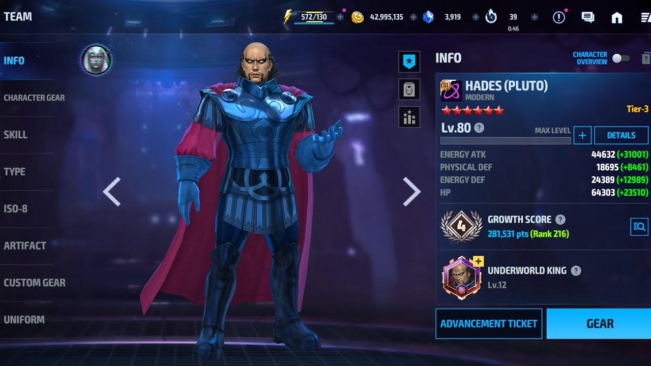 Marvel future fight hades (Pluto) tier 3 