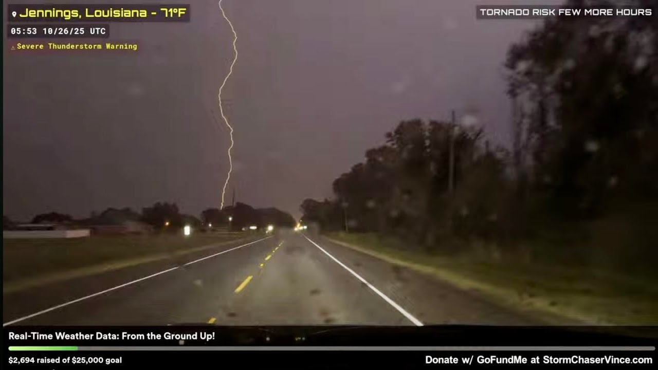 Live Storm Chase: TORNADOES in the Dark; Tons of Lightning. Archive: Oct. 25, 2025