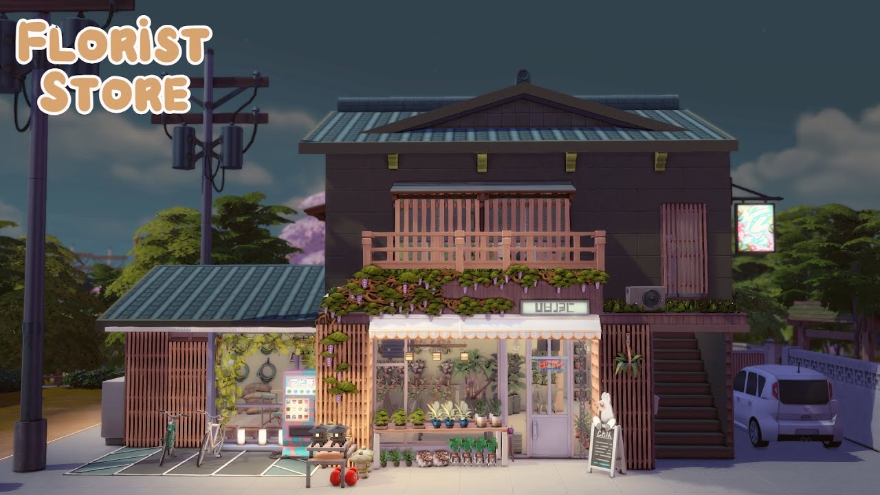 Florist Store + Studio Apartment Above 🌻🌸 | The Sims 4 | No CC | Stop Motion Build