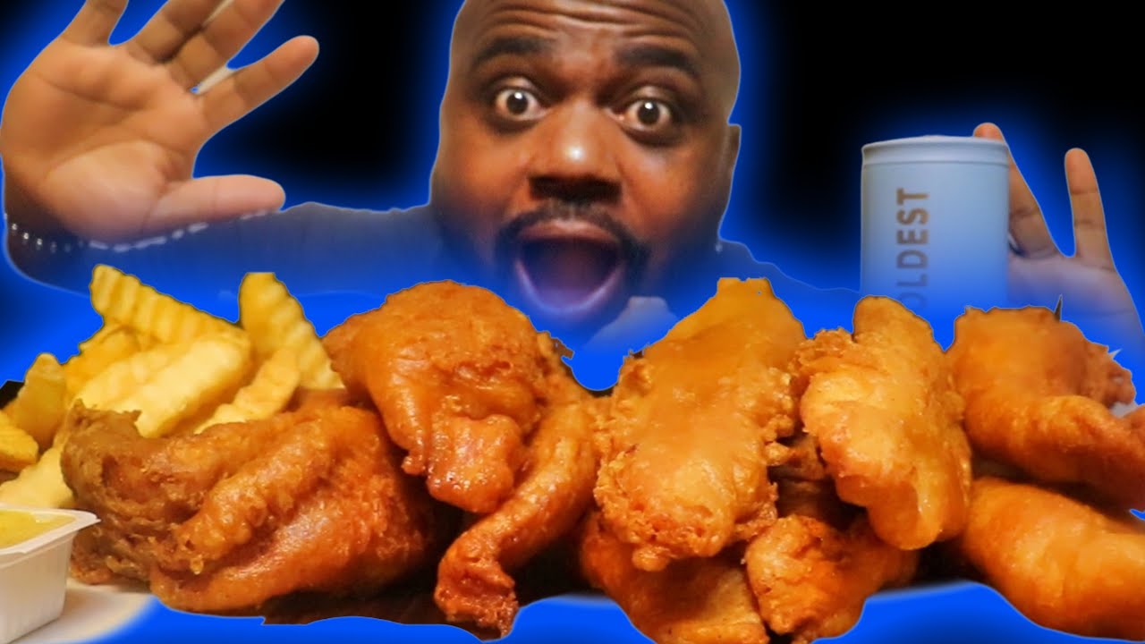 Huge Fish And Chips Mukbang Extra Crispy 🔥
