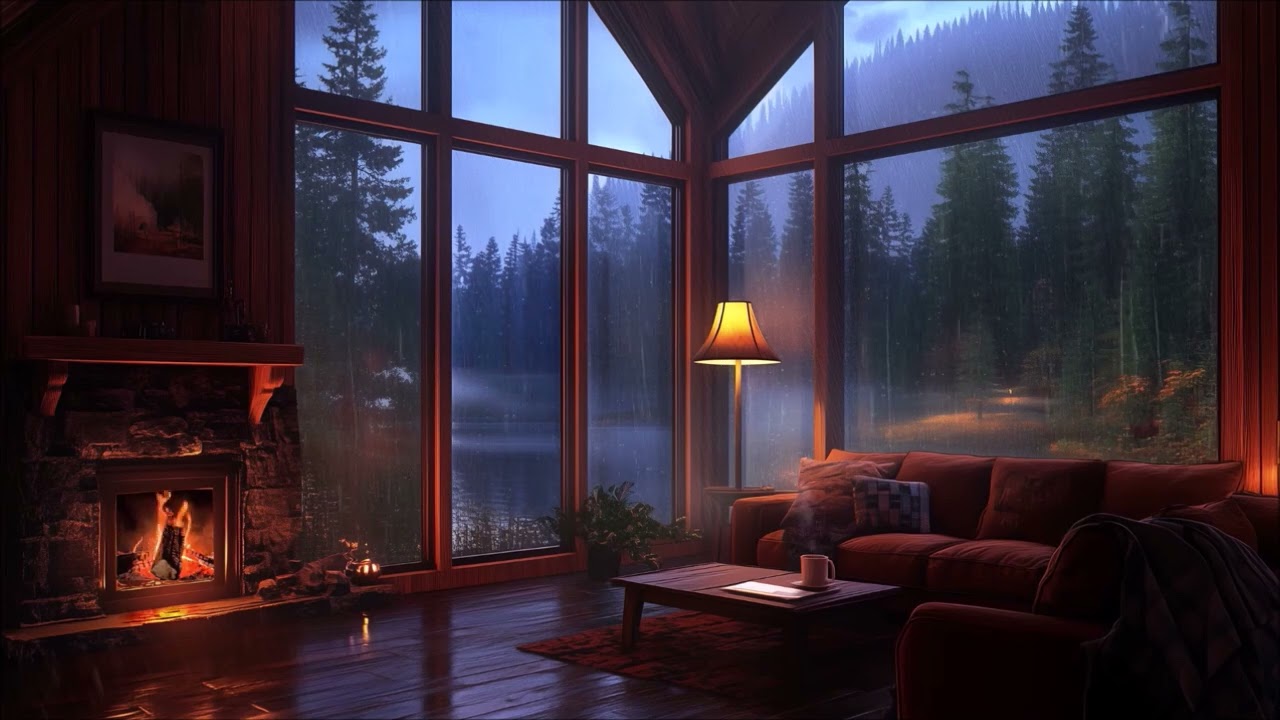 Rain Sounds For Sleeping | White Noise for Deep Sleep | Listen to the Rain in a Cozy Living Room