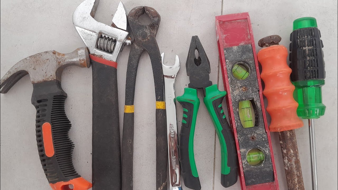 Simple Engineering Tools, Drill, Grinder, Hammer, Screwdriver, Pliers, Wrench, Cutting Pliers