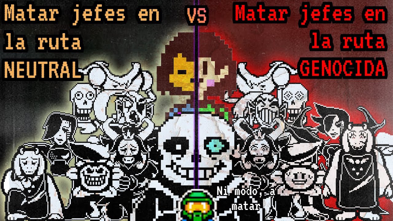 Comparativa entre matar a los bosses en una ruta neutral vs matarlos en una ruta genocida.