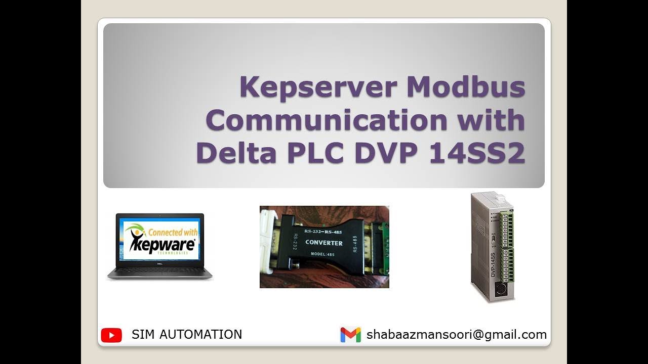 |Kepserver| |Communication| with |Delta| |PLC| |DVP14 SS2| via |RS485| to |RS232| converter