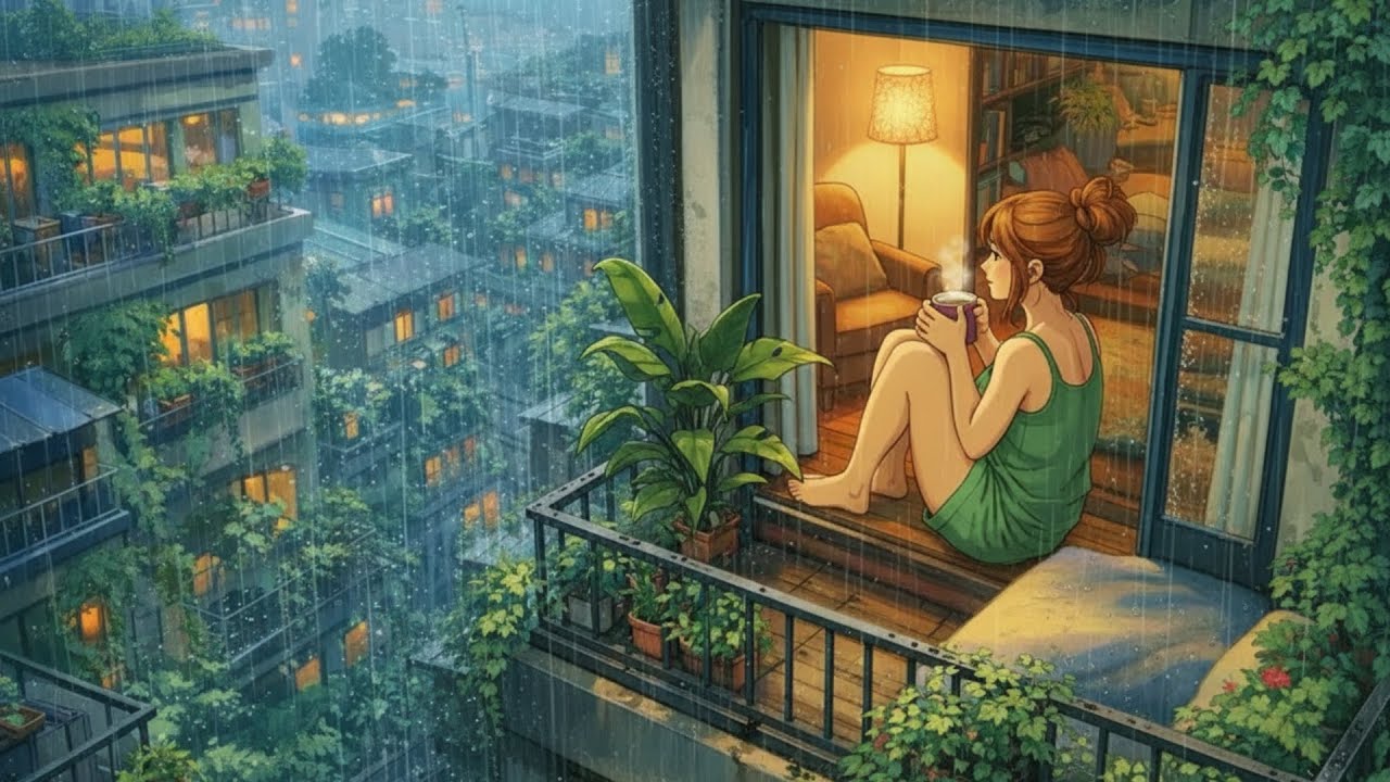 Rainy Night After Work 🌧️ Cozy Apartment Dinner | Relaxing Anime Ambience #slowliving #ghiblistyle 