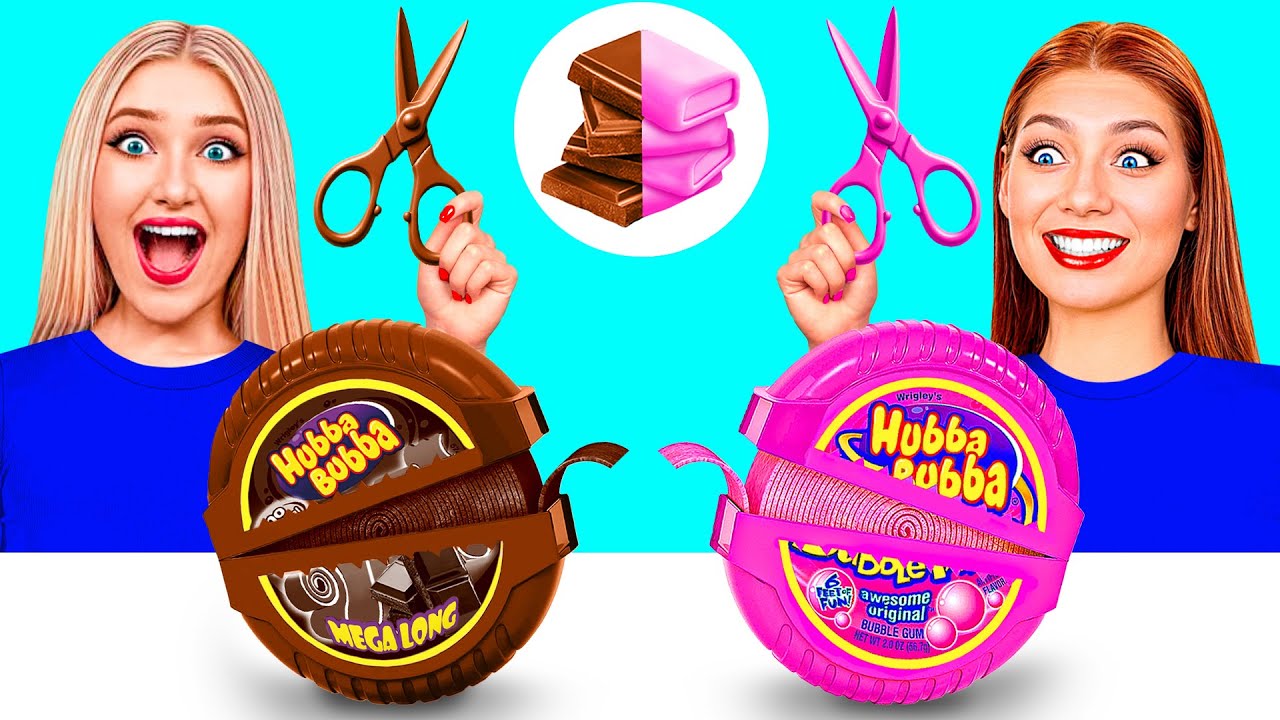 Жевательная Резинка vs Шоколадная Еда Челлендж от Crazy DO