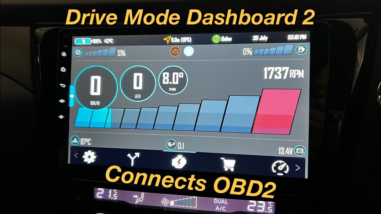 Setup and Review Drive Mode Dashboard 2 - Connect to OBD2 Scanner - Works on Android Head Unit