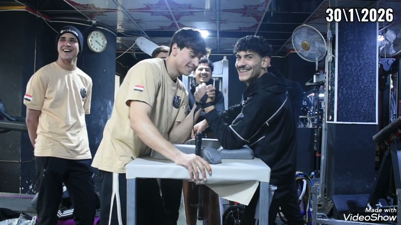 Armwrestling training TRT Team in Iraq مصارعة الذراعين في الموصل 