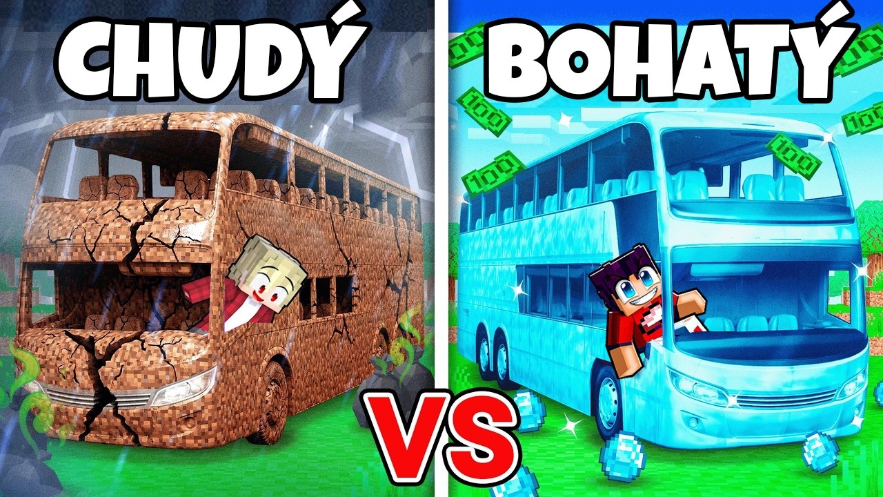 CHUD&Yacute; vs BOHAT&Yacute;: STAVĚN&Iacute; LUXUSN&Iacute;HO AUTOBUSU v Minecraftu!