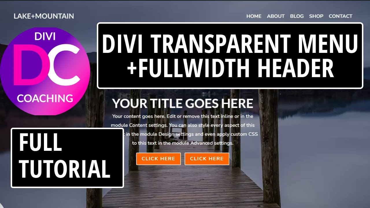 Divi Transparent Header Menu - 2021