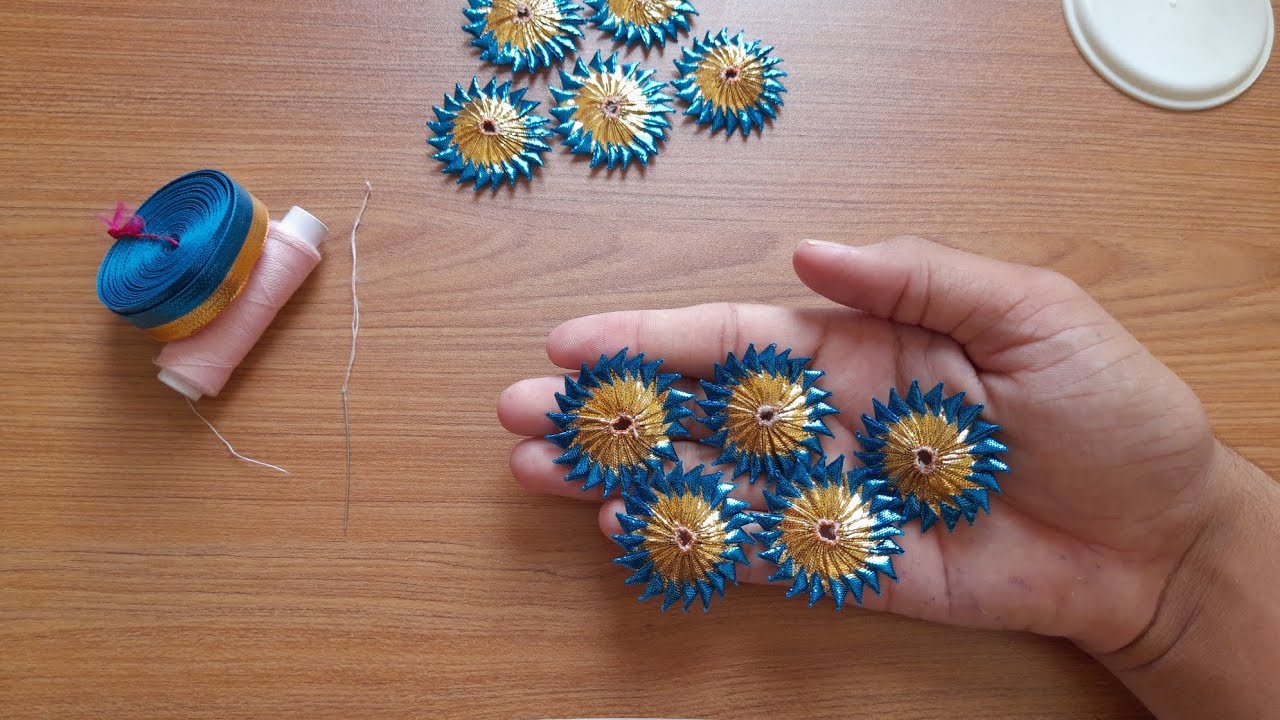 How to Make Gota Flowers Design [Type 3] | Flower Making | Gotapatti #howto #fashion #youtube #gota