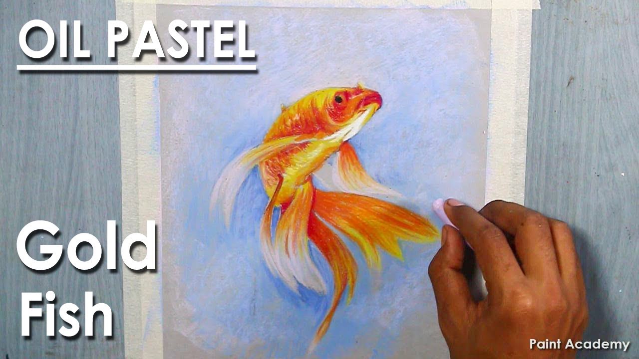 Oil Pastel Fish Drawing step by step : Gold Fish