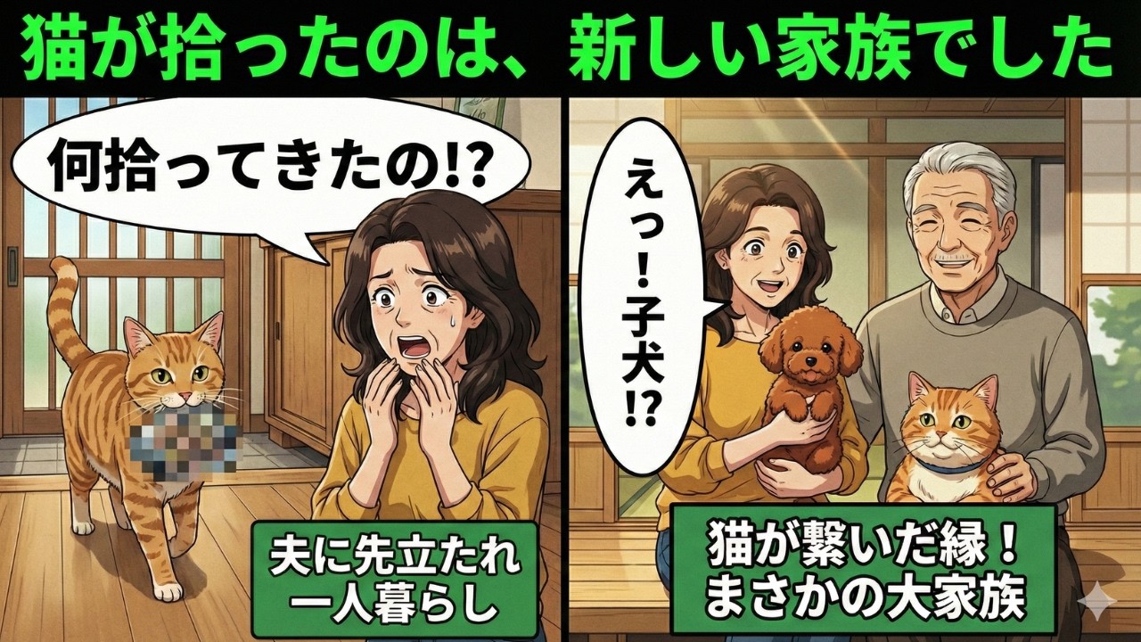 【漫画】ゴミばかり拾うデブ猫が、どしゃ降りの日にくわえてきた泥の塊「また変なモノを…えっ!?」その正体に気づいた未亡人が…