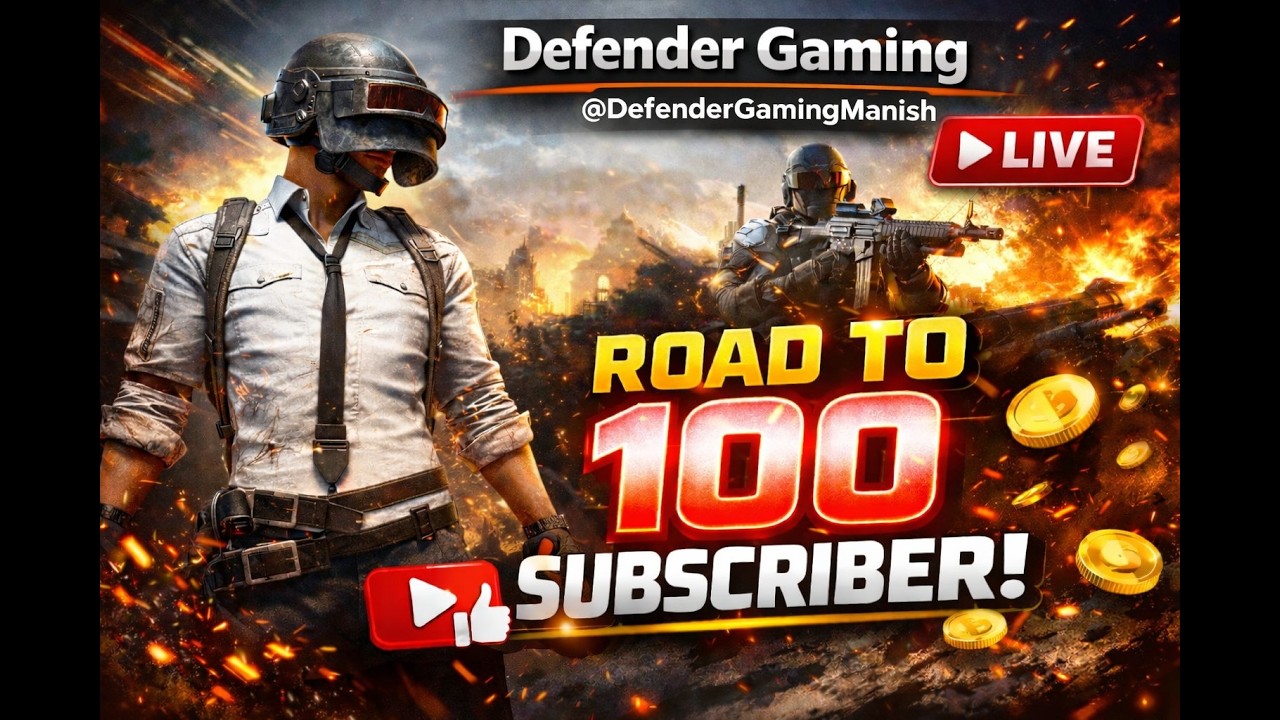 Rood to 100 subscribers BGMI live with Defender Gaming