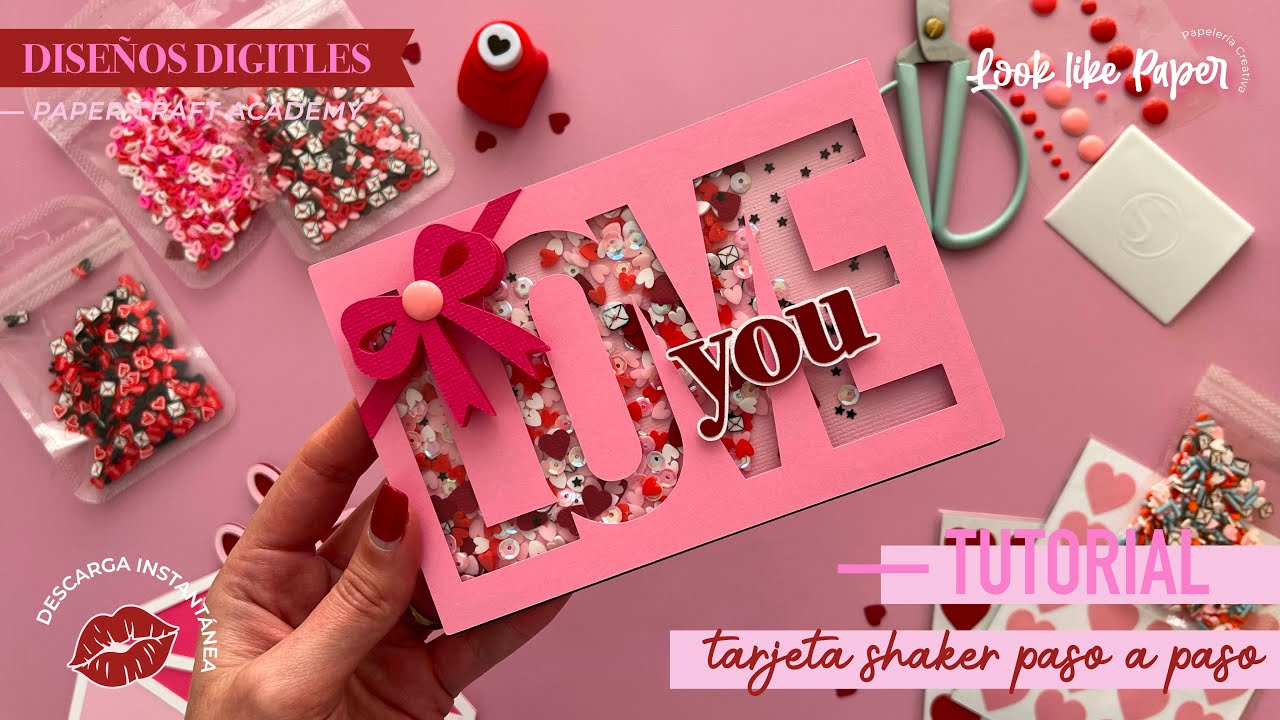 Tutorial DIY Tarjeta Shaker San Valentín para regalar ❤️ ✨ [ ideas y tips de papelería creativa ]