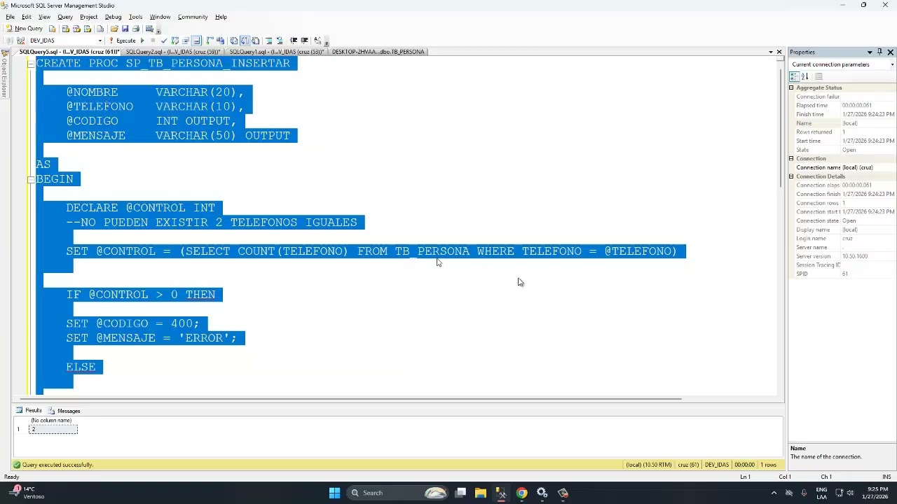 CREACION DE SP DE FORMA CORRECTA