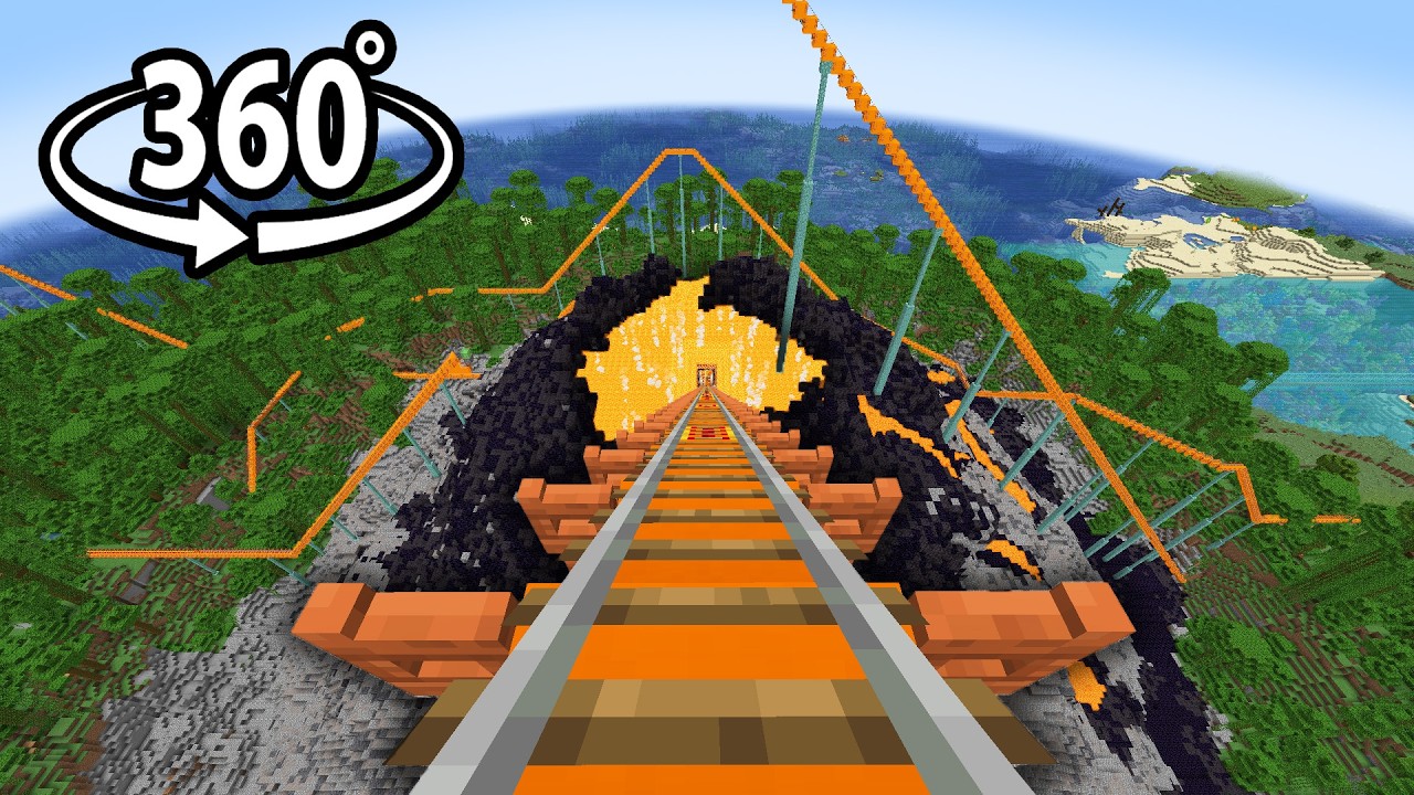 Minecraft 360° Volcano Roller Coaster