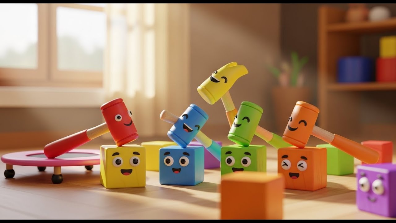 Six Little Toy Hammers Tap Tap Tap | Building & Tool Song for Kids