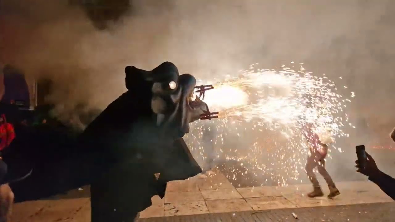 Correfoc, Festa Major de Santa Eulàlia, Barcelona, Catalunya on February 8, 2025
