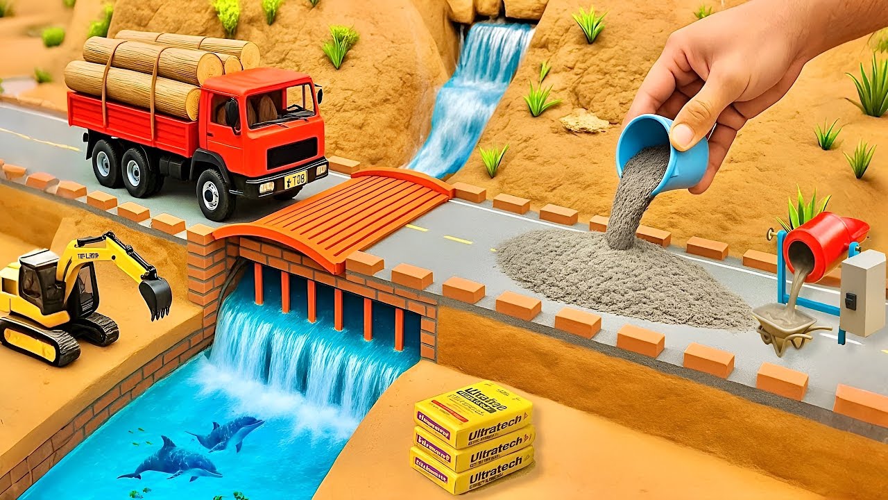DIY Tractor Trolley Loading | Mini Truck Bridge Construction | Creative Road Building Project