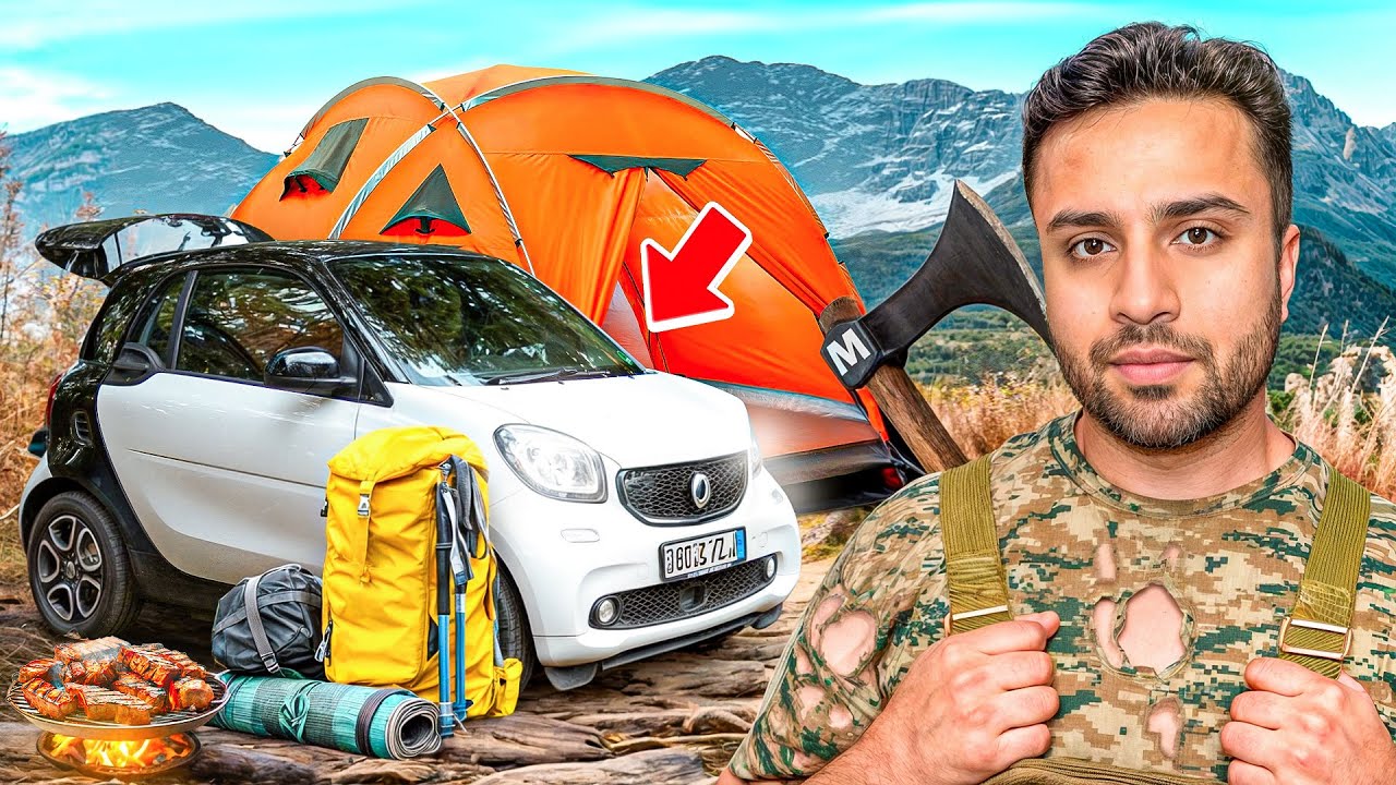 توی کوچیک ترین ماشین اروپا کمپ کردم + خواب😢🔥