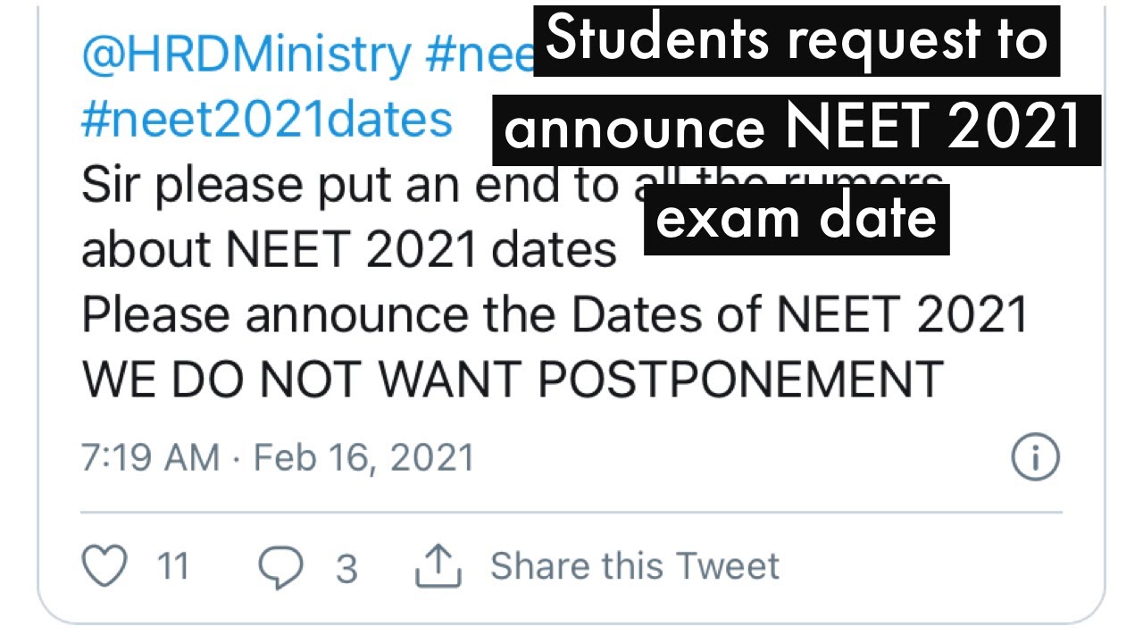 NEET 2021 | Request to announce exam date | Stop rumours and announce exam date