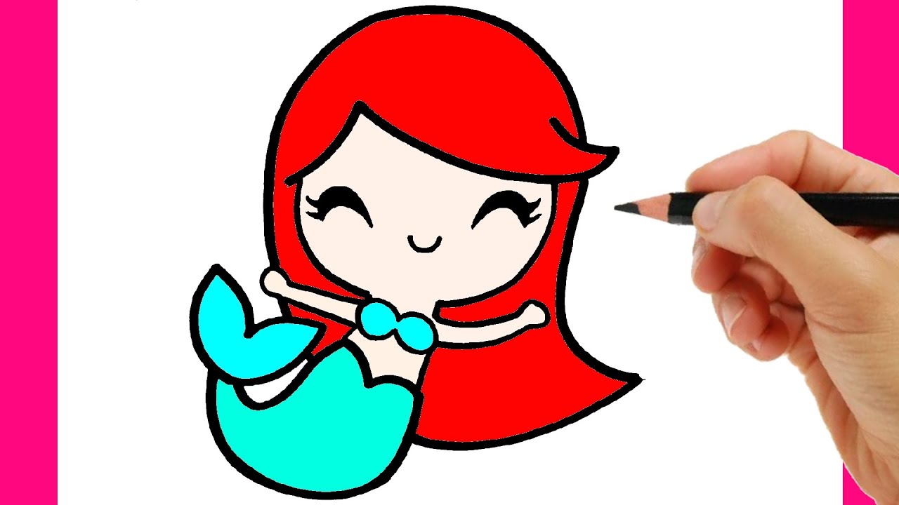 Cómo dibujar y pintar una SIRENA KAWAII fácil