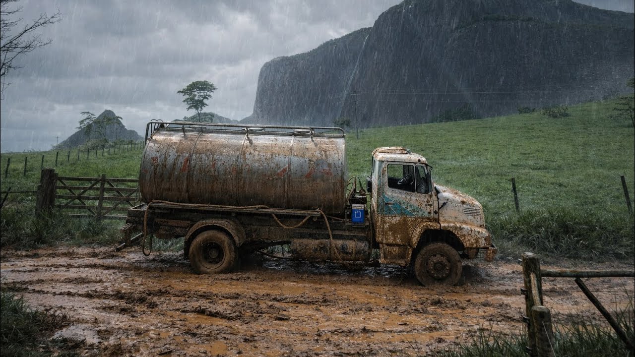 Dia a dia de um motorista leiteiro em dia de chuva 🚛 