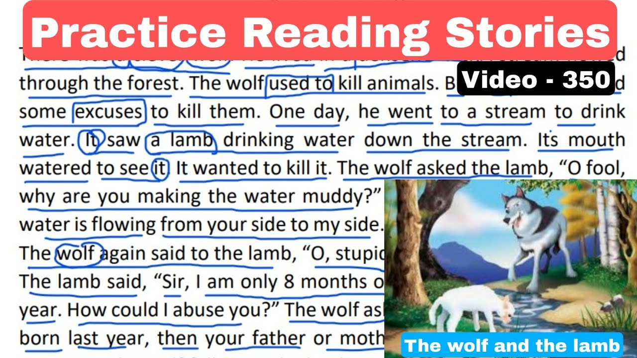 How to read a paragraph in English - The Wolf and the Lame - Story in Past Tense
