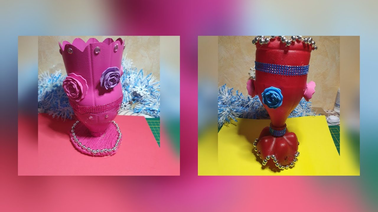 2 idées COMMENT FAIRE UN VASE 🏺 [ AVEC UNE BOUTEILLE EN PLASTIQUE ]