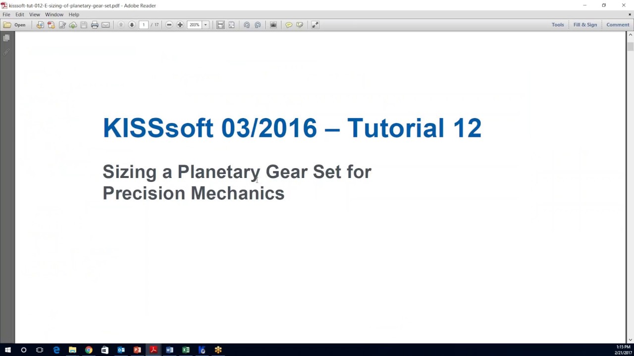 Rough Sizing a Planetary Gearset Part 1