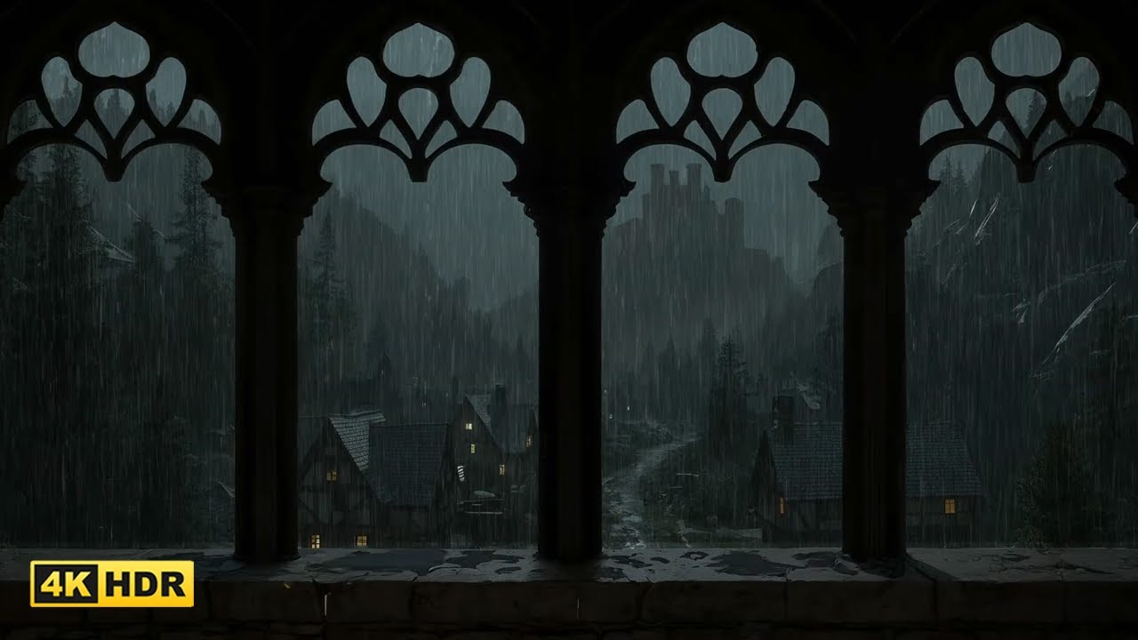 4K Rainy Night New York City Window View🌧️Soft Rain Sounds & Urban Ambience for Deep Sleep & Focus