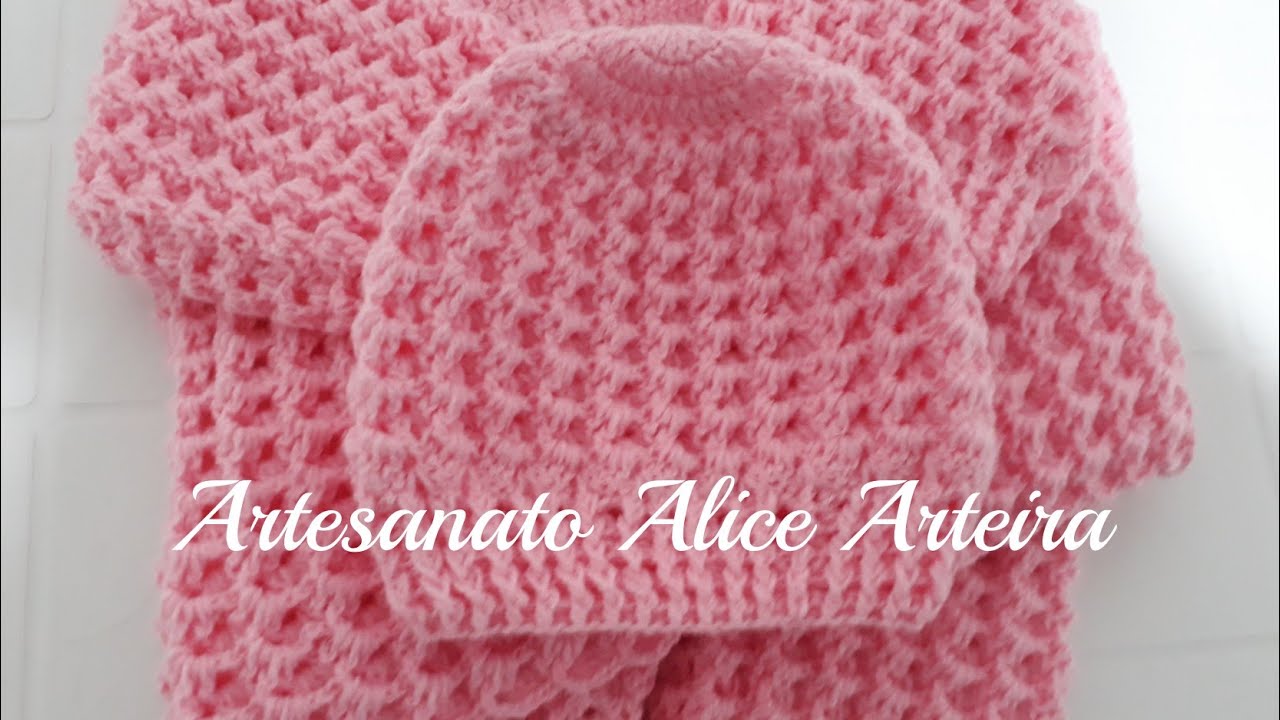 GORRO DE CROCH&Ecirc; COM PONTO TOMBADINHO EM RELEVO