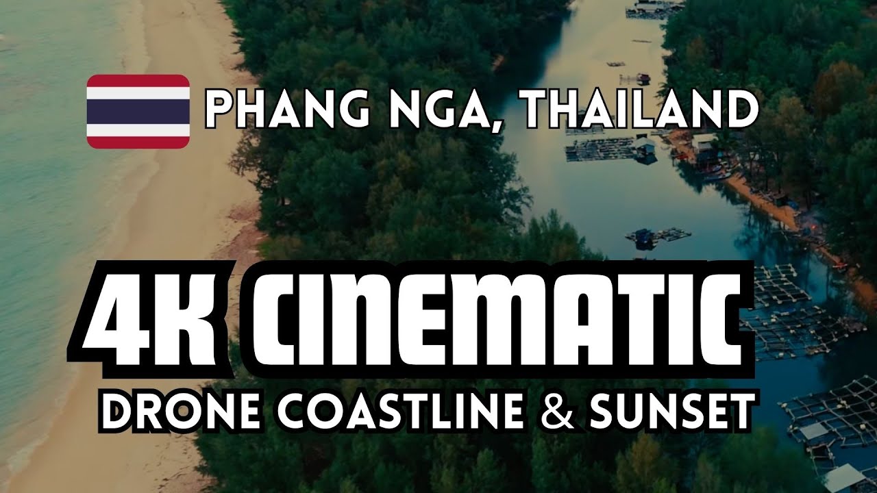 Stunning 4K Cinematic Drone & Coastline Footage Sunset | Phang Nga / Phuket, Thailand - no talking
