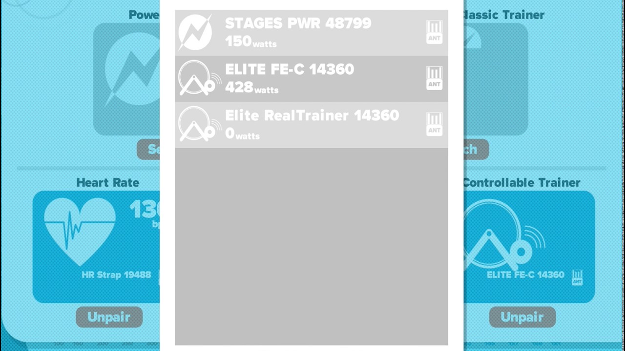Comparison of Stages Power and Elite Real Turbo Muin (Zwift)