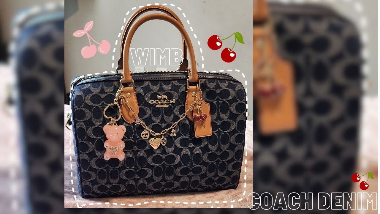 Whats in my coach denim large rowan purse🍒|denimcollection2025 #everydaycarry