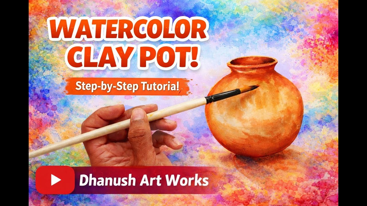 Clay Pot Watercolor Painting | Easy & Beautiful Art Tutorial Painting | Drawing | Creative Tutorials