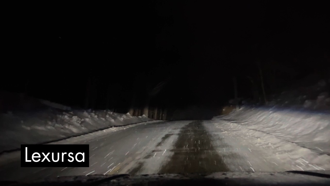 Driving Down Snowy Ohio Backroads at Night