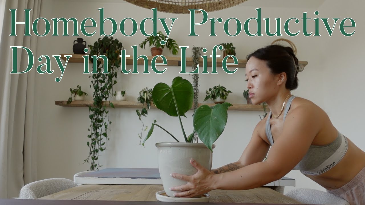homebody productive day in the life: telemedicine, plant care, laundry, sewing