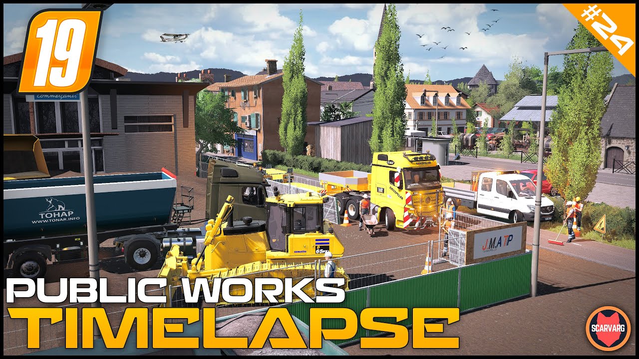 🚧 Building Car Park, Removing Dirt & Leveling Ground - Public Works ⭐ FS19 Champs De France TP