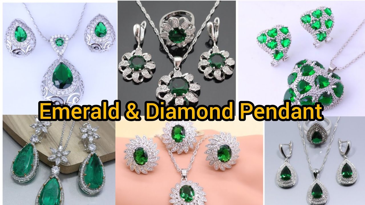 Latest gorgeous Emerald & Diamond Pendants||#emeraldpendant #diamondpendants