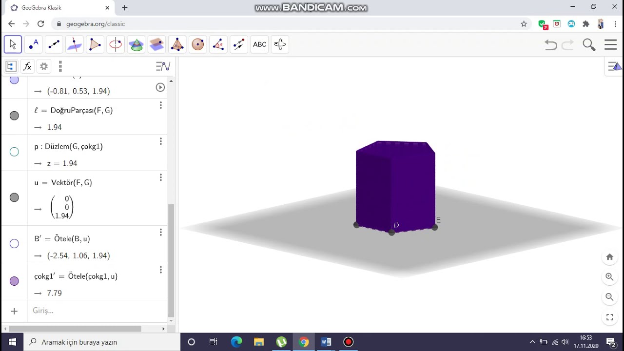 GEOGEBRA VE CABRİ 3D UYGULAMA ETKİNLİKLERİ