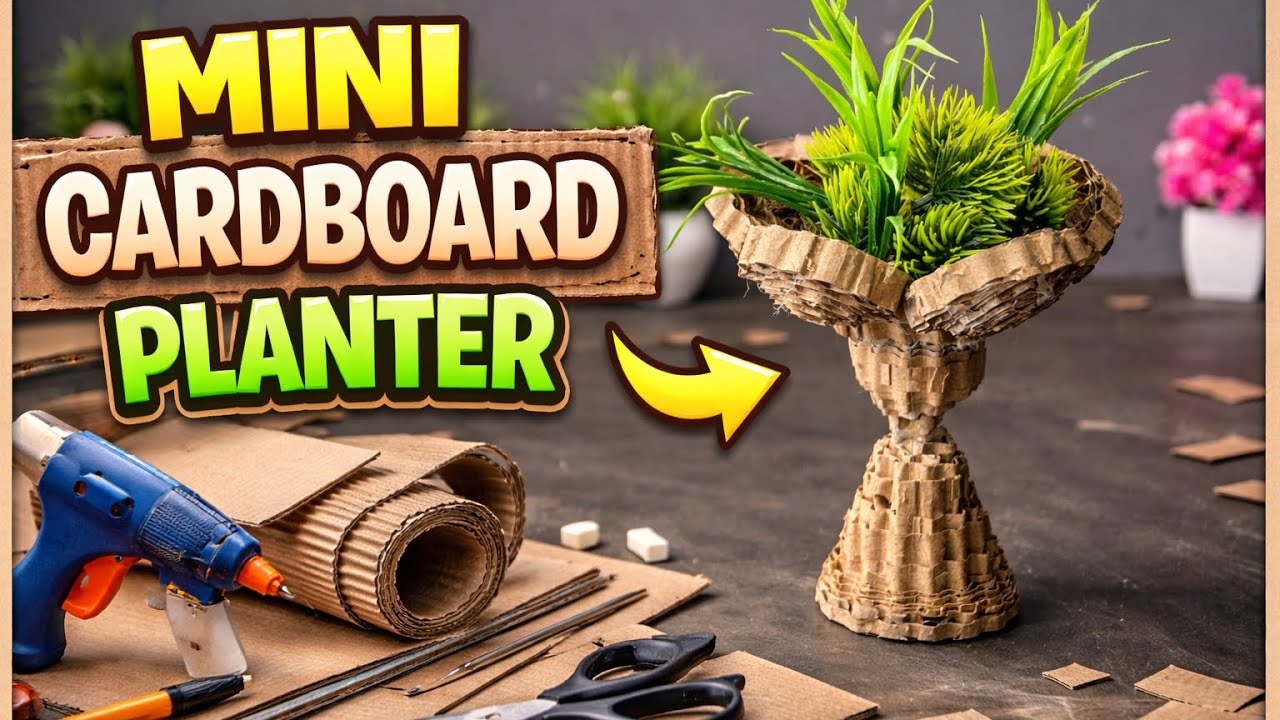 Mini Cardboard Planter DIY | Amazing Waste Cardboard Craft Idea 🌿♻️