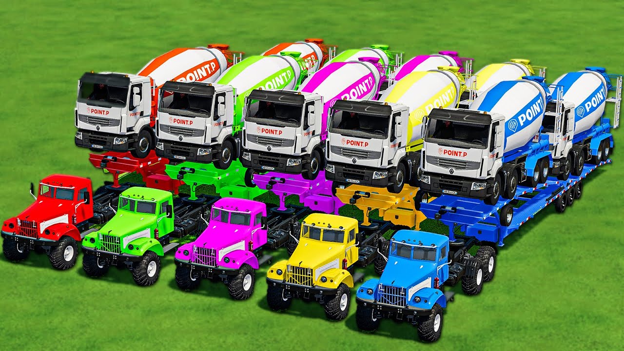 TRANSPORT OF COLORS! MEGA WORK WITH CEMENT MIXERS! Farming Simulator 22