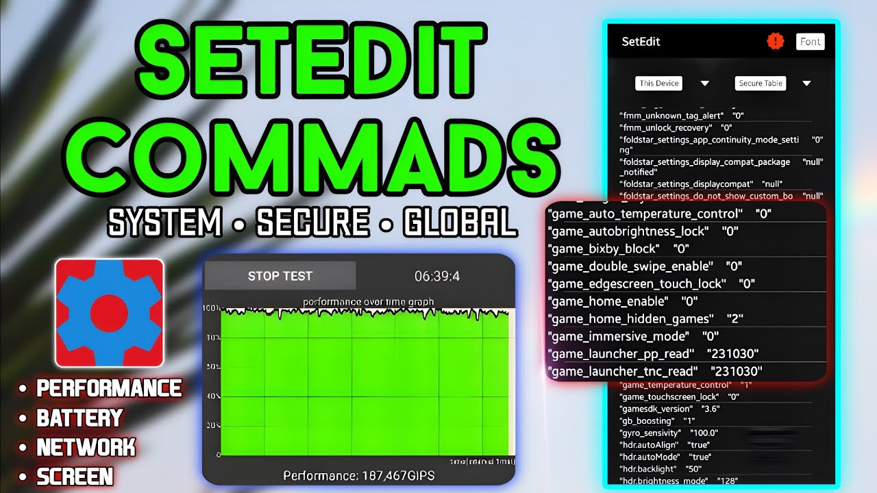 SetEdit Commads 2024 🔥 | Performance | Battery | Network | Screen Refresh : Commads NonRoot #setedit