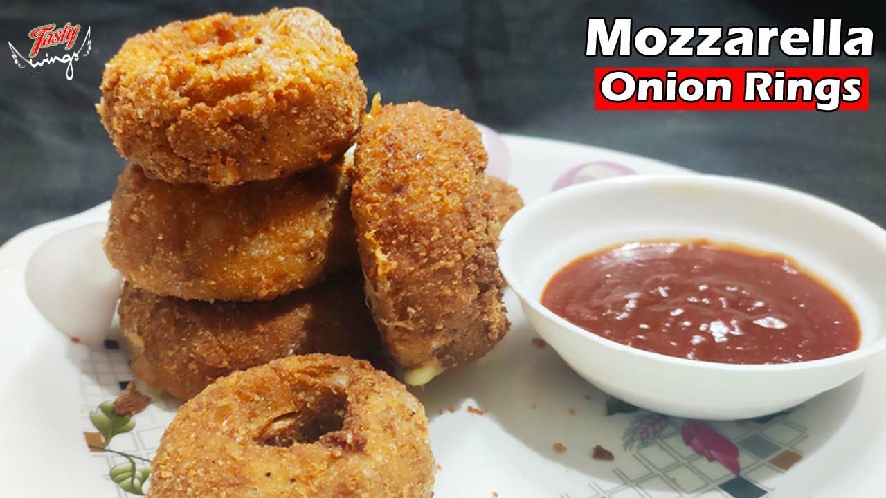 Mozzarella Cheese Onion Rings Recipe in Telugu | Crispy and sticky Onion Rings | Tasty wings