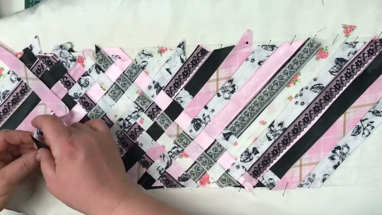 Fabric Weaving with vintage and repurposed fabric and lace
