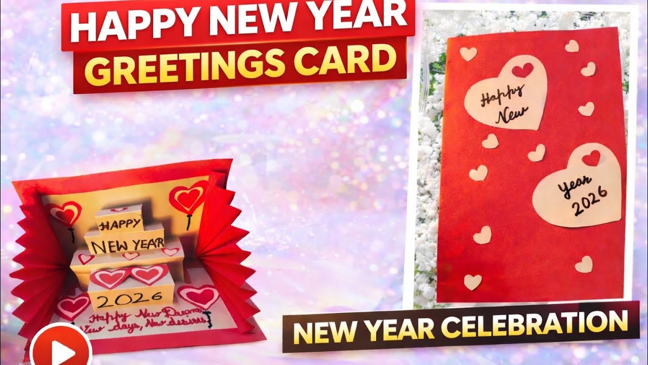 Easy Handmade New Year Greeting Card 🎉 | Paper Craft ✂️💖