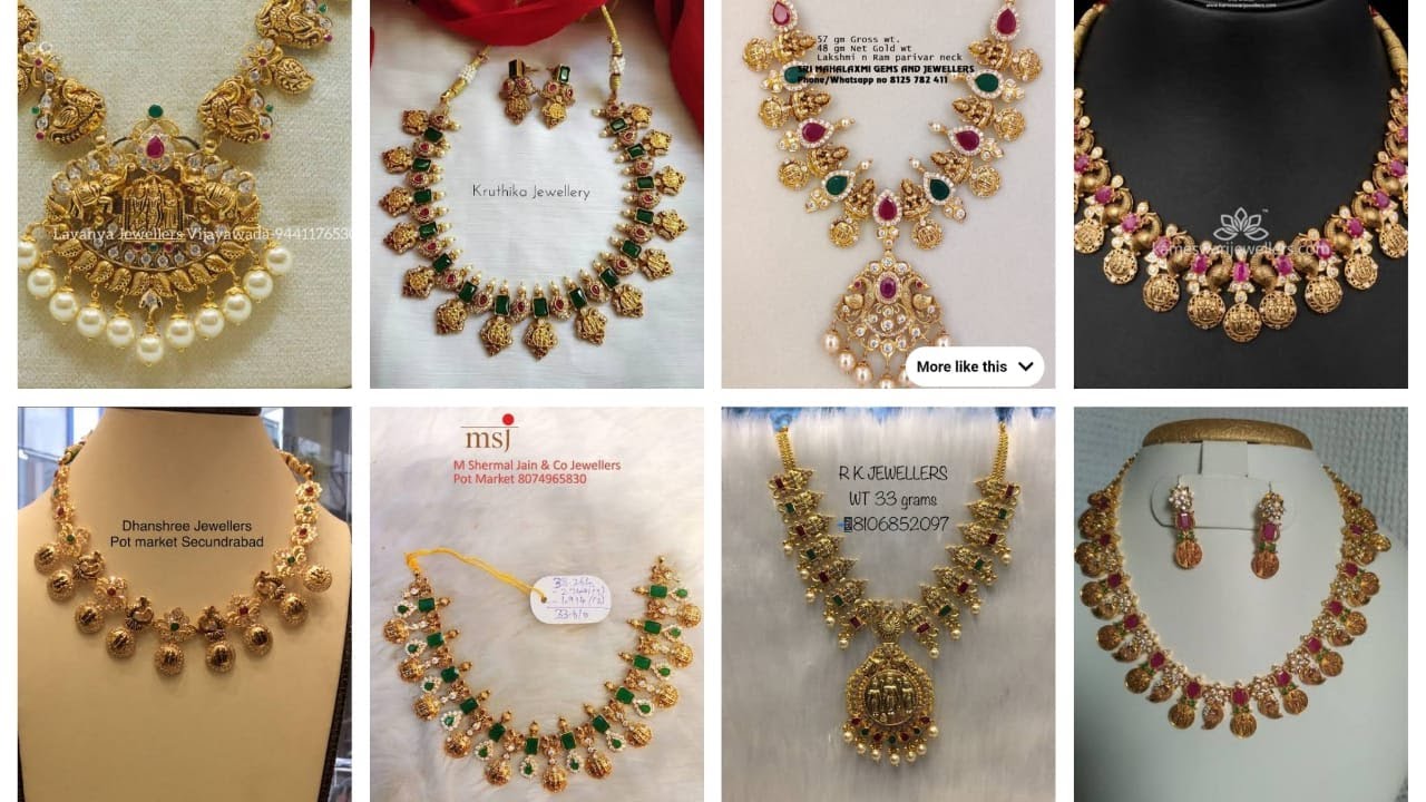 Latest Gold Short Ramparivar Necklace Designs With Weight|| Short necklace designs||Bridal jewellery